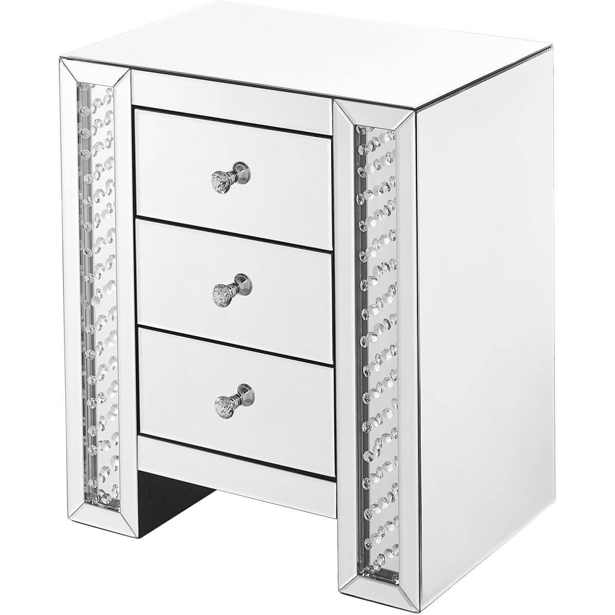 Modern 22" Crystal 3 Drawers End Table