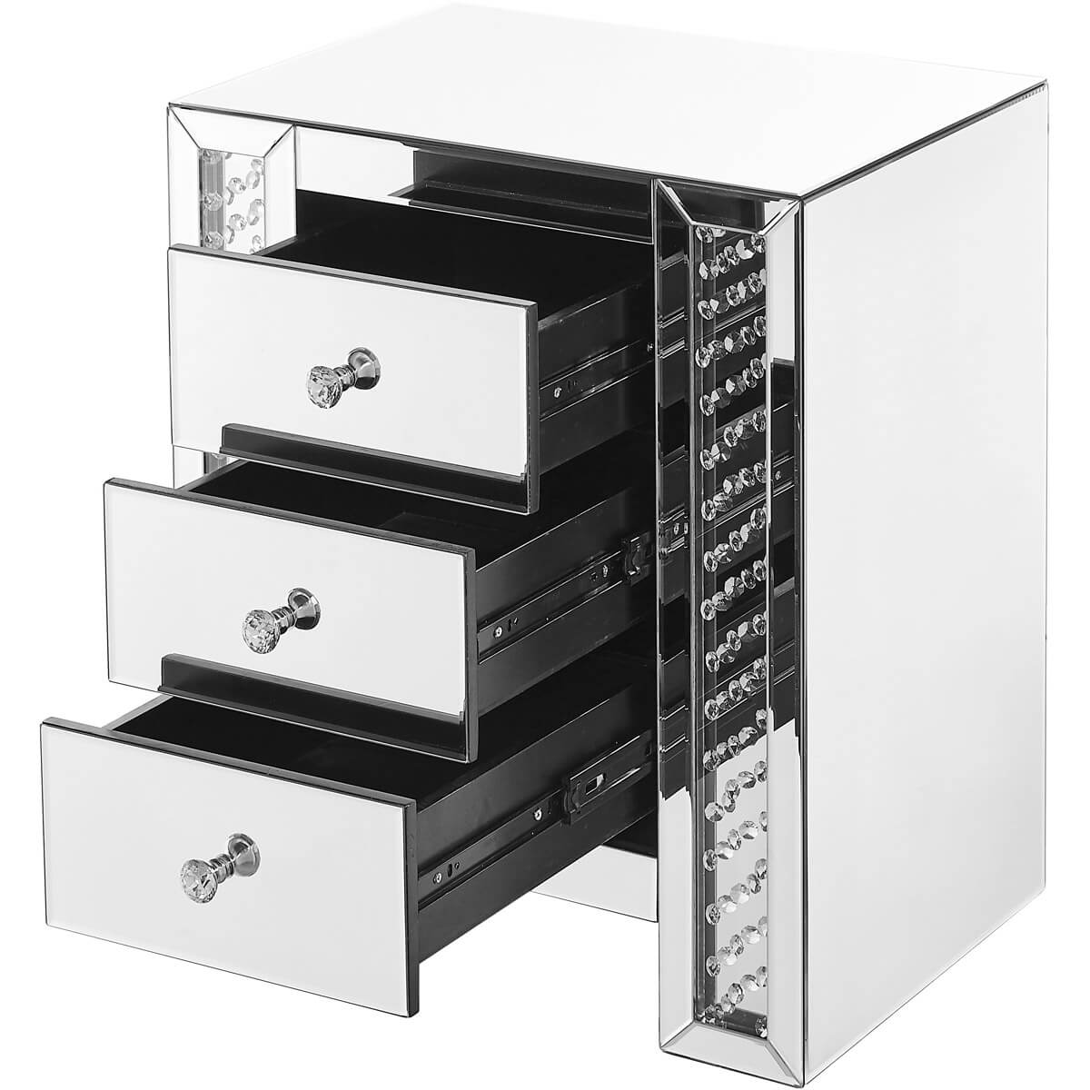 Modern 22" Crystal 3 Drawers End Table