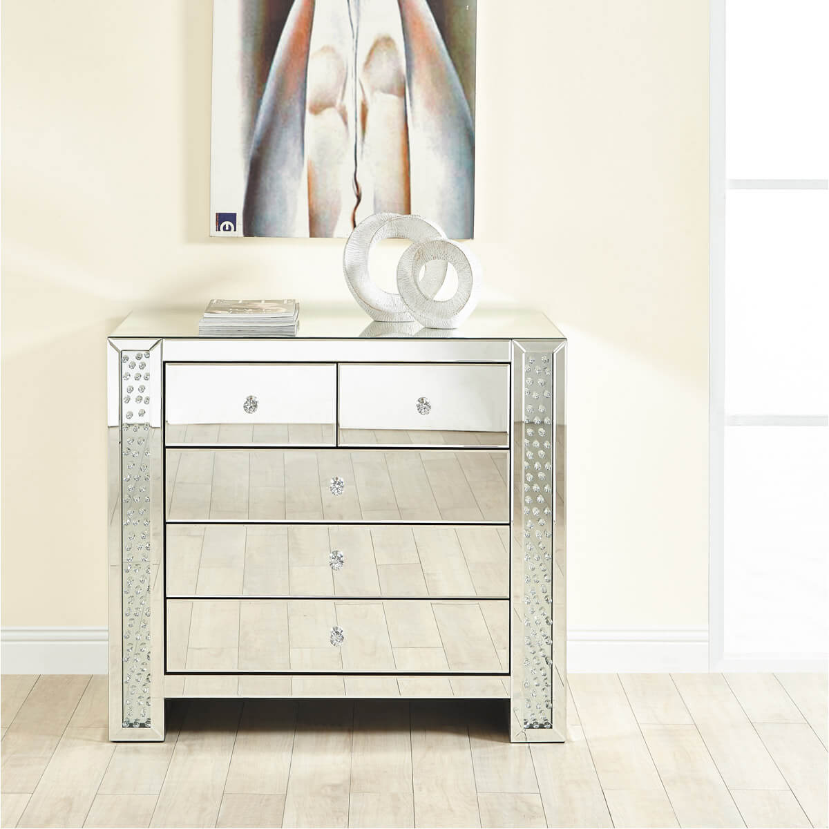 Modern Crystal 5 Drawers Cabinet