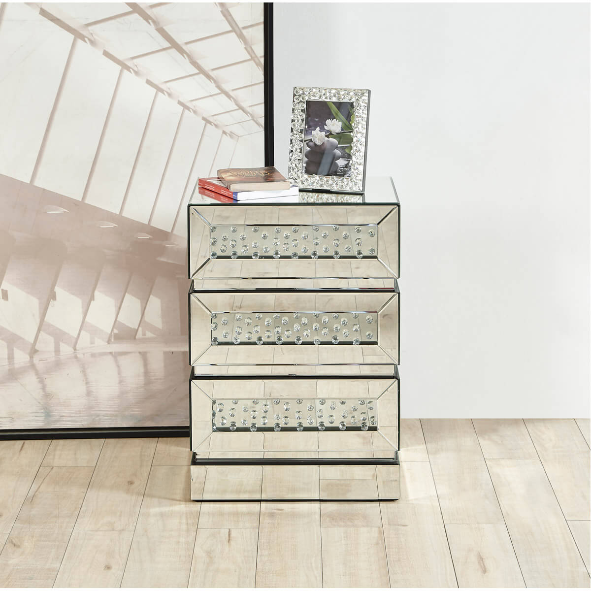Modern Crystal 3 Drawers End Table, Composition 1