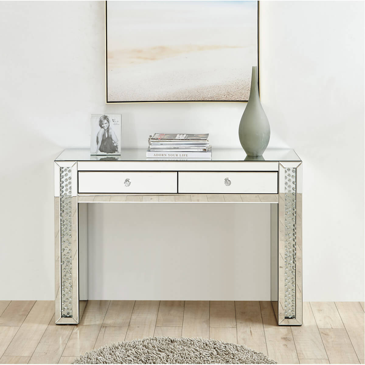 Modern 47" Rectangle Crystal Vanity Table