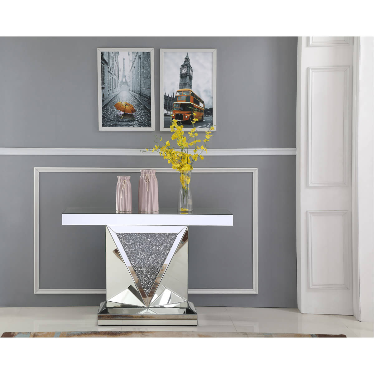 Modern 47" Rectangle Crystal Console Table