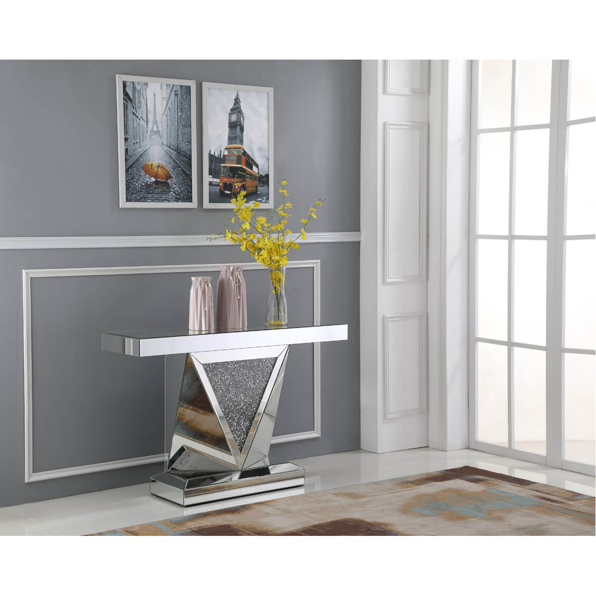 Modern 47" Rectangle Crystal Console Table