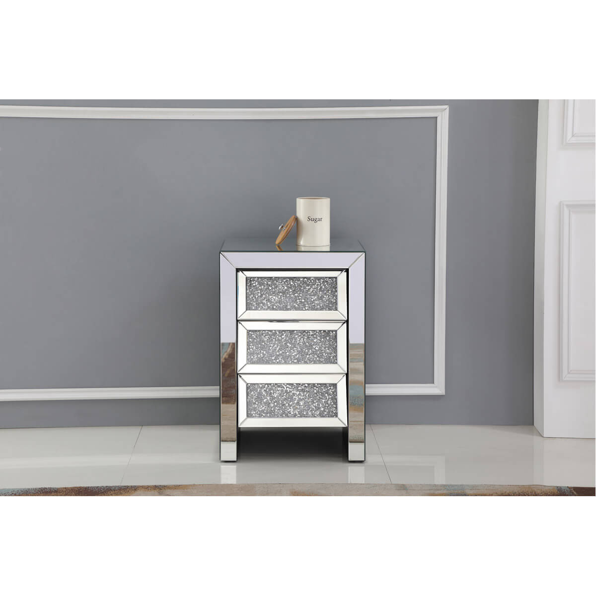 Modern 17.5" Crystal Bedside Table