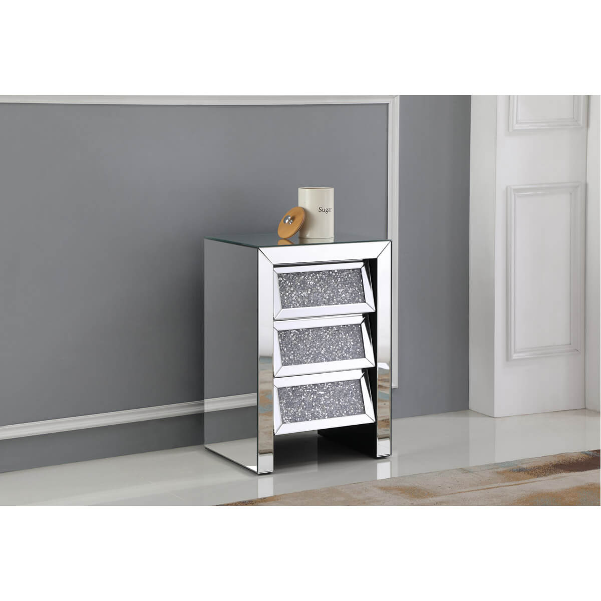Modern 17.5" Crystal Bedside Table