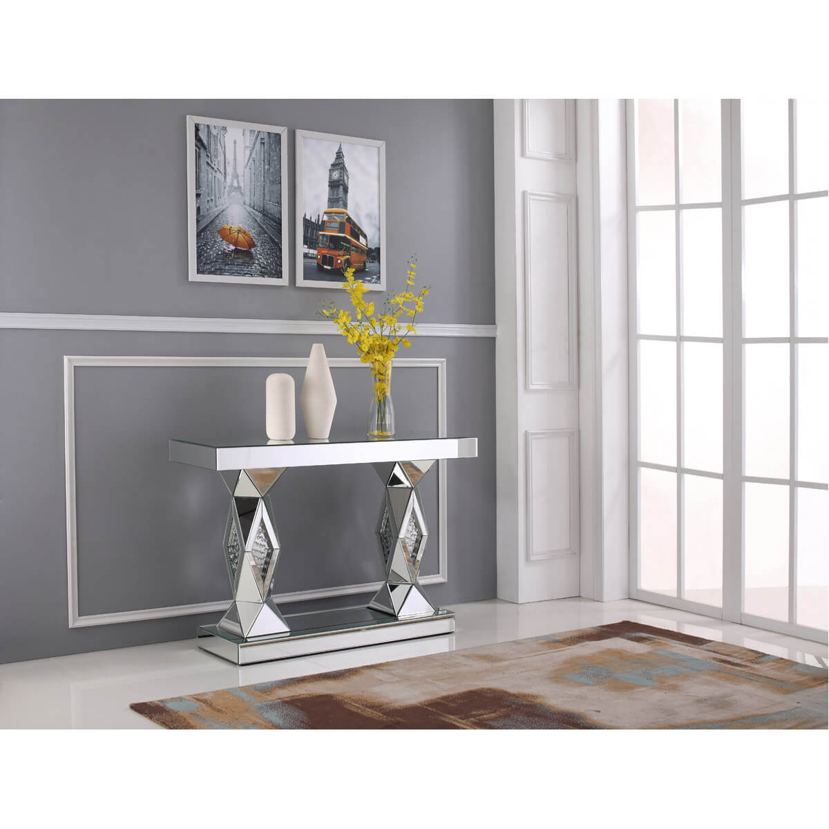 Modern 47" Rectangle Crystal Console Table