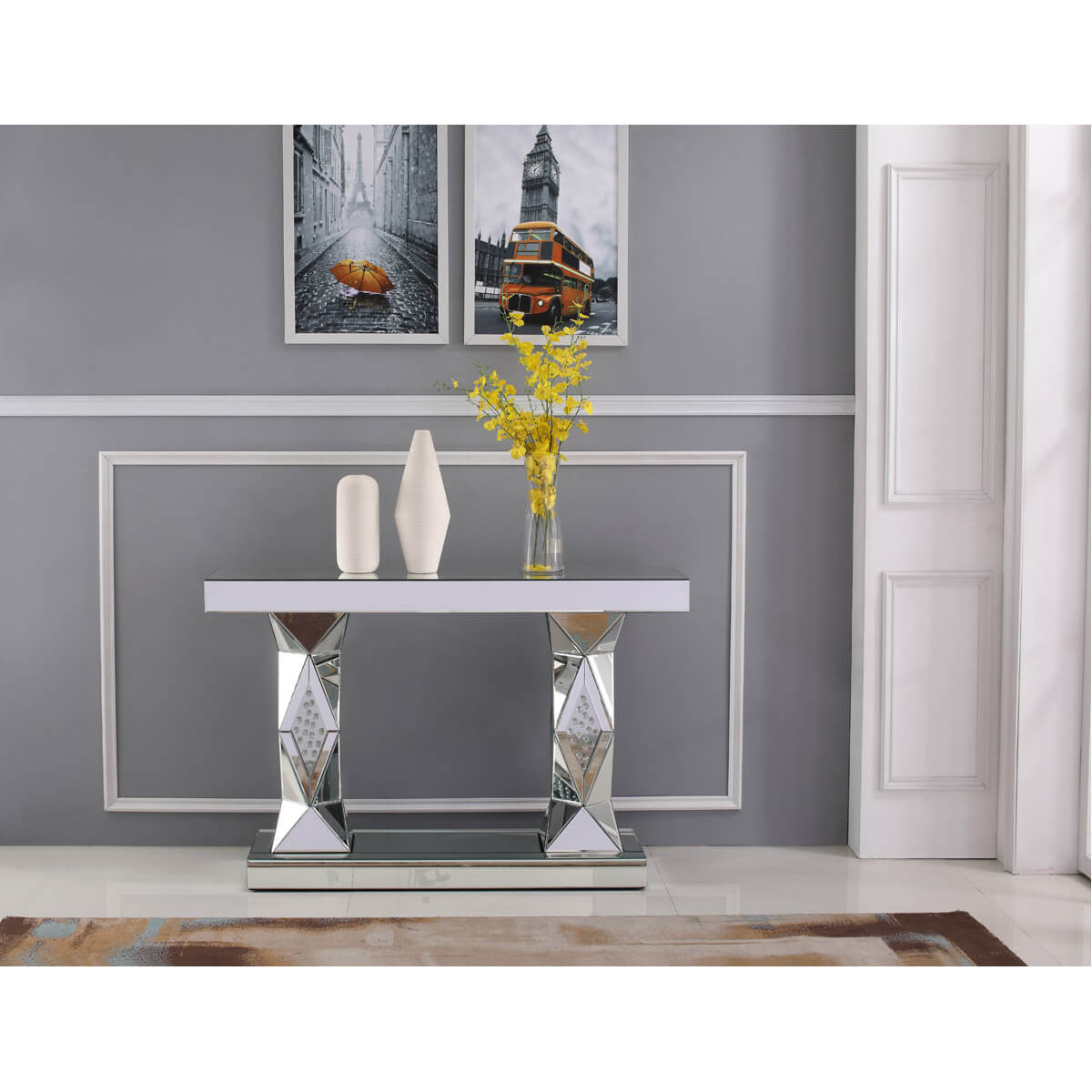 Modern 47" Rectangle Crystal Console Table