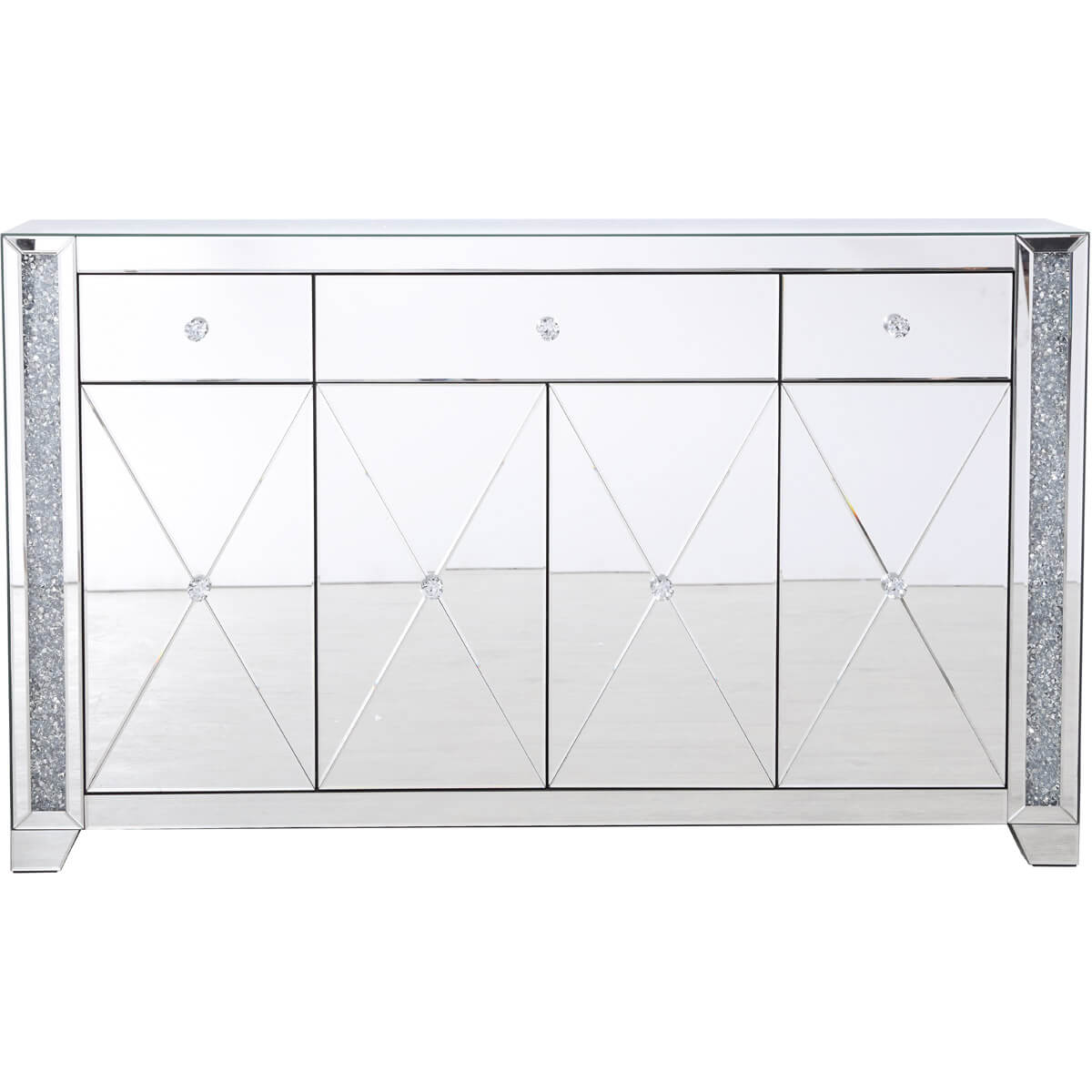 Modern 60" Credenza, Silver Crystal Mirror