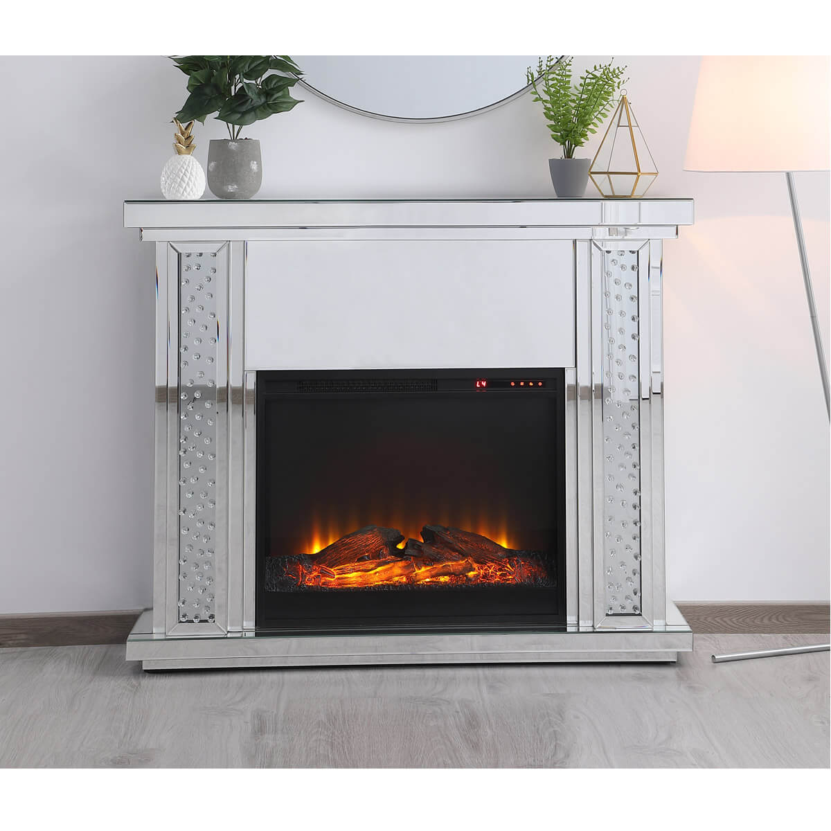 Modern 47.5" Mantle with Wood Log Insert Fireplace