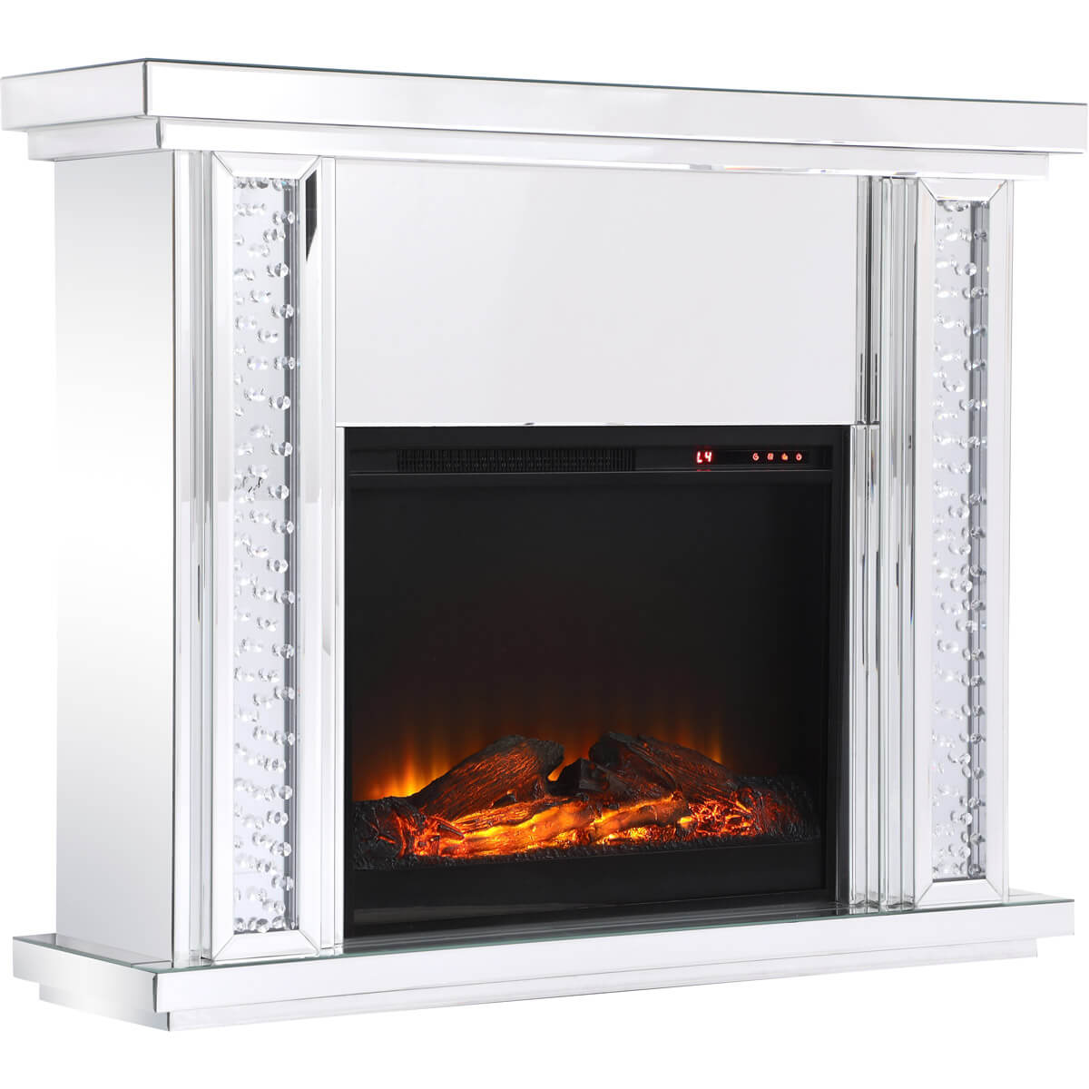 Modern 47.5" Mantle with Wood Log Insert Fireplace