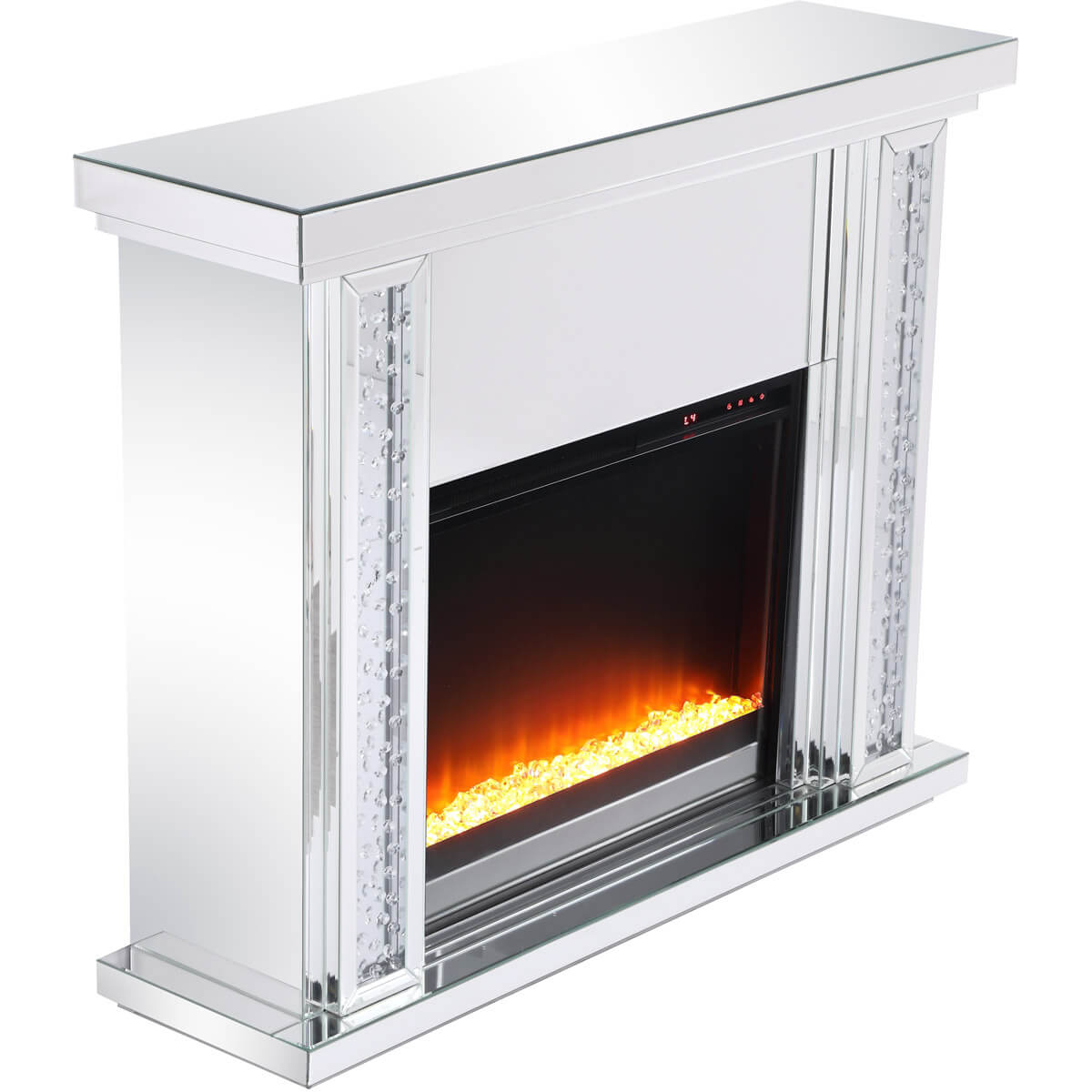 Modern 47.5" Mantle with Crystal Insert Fireplace