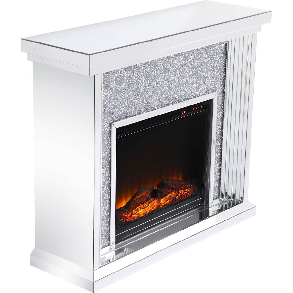 Modern 47.5" Mantle with Wood Log Insert Fireplace, Composition 2