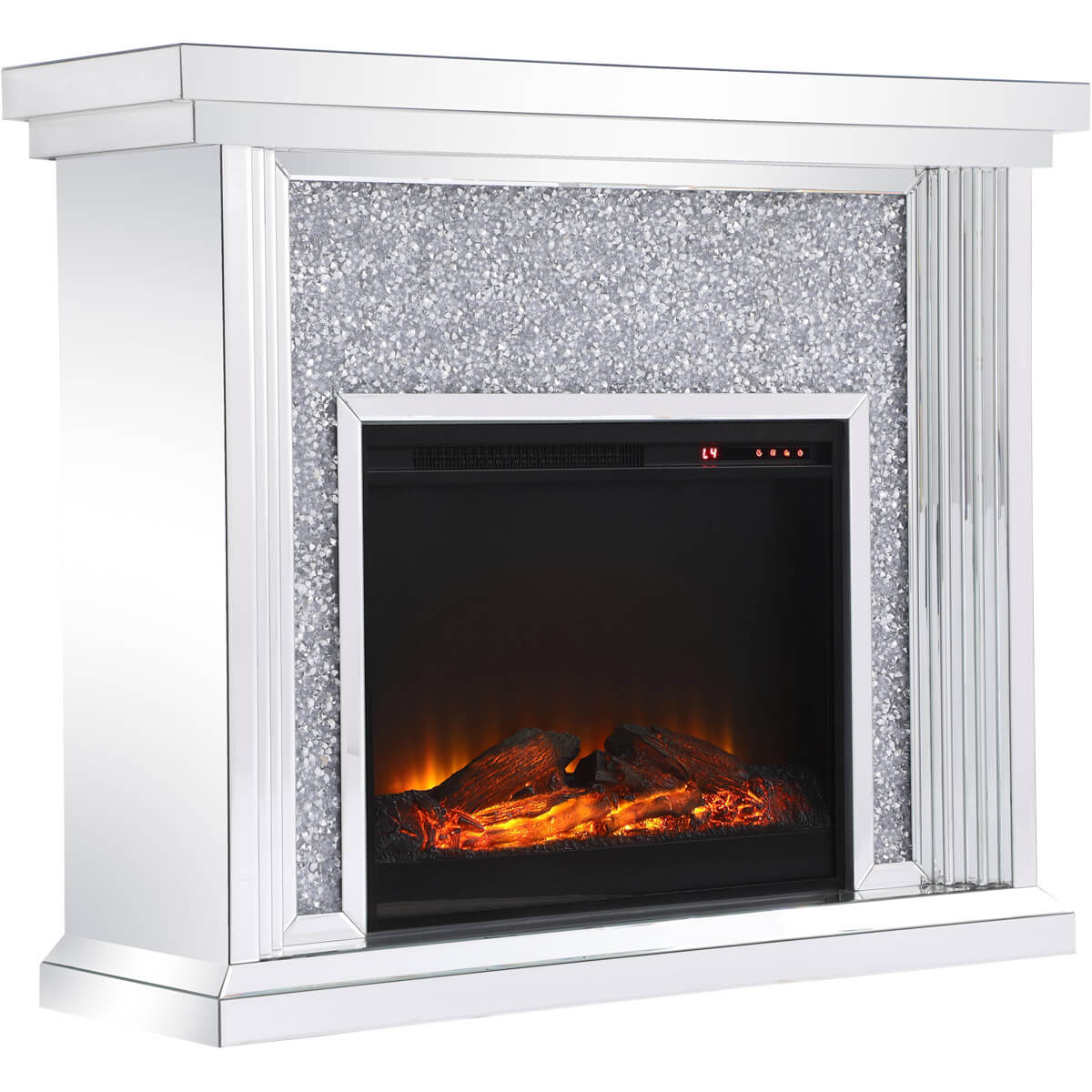 Modern 47.5" Mantle with Wood Log Insert Fireplace, Composition 2