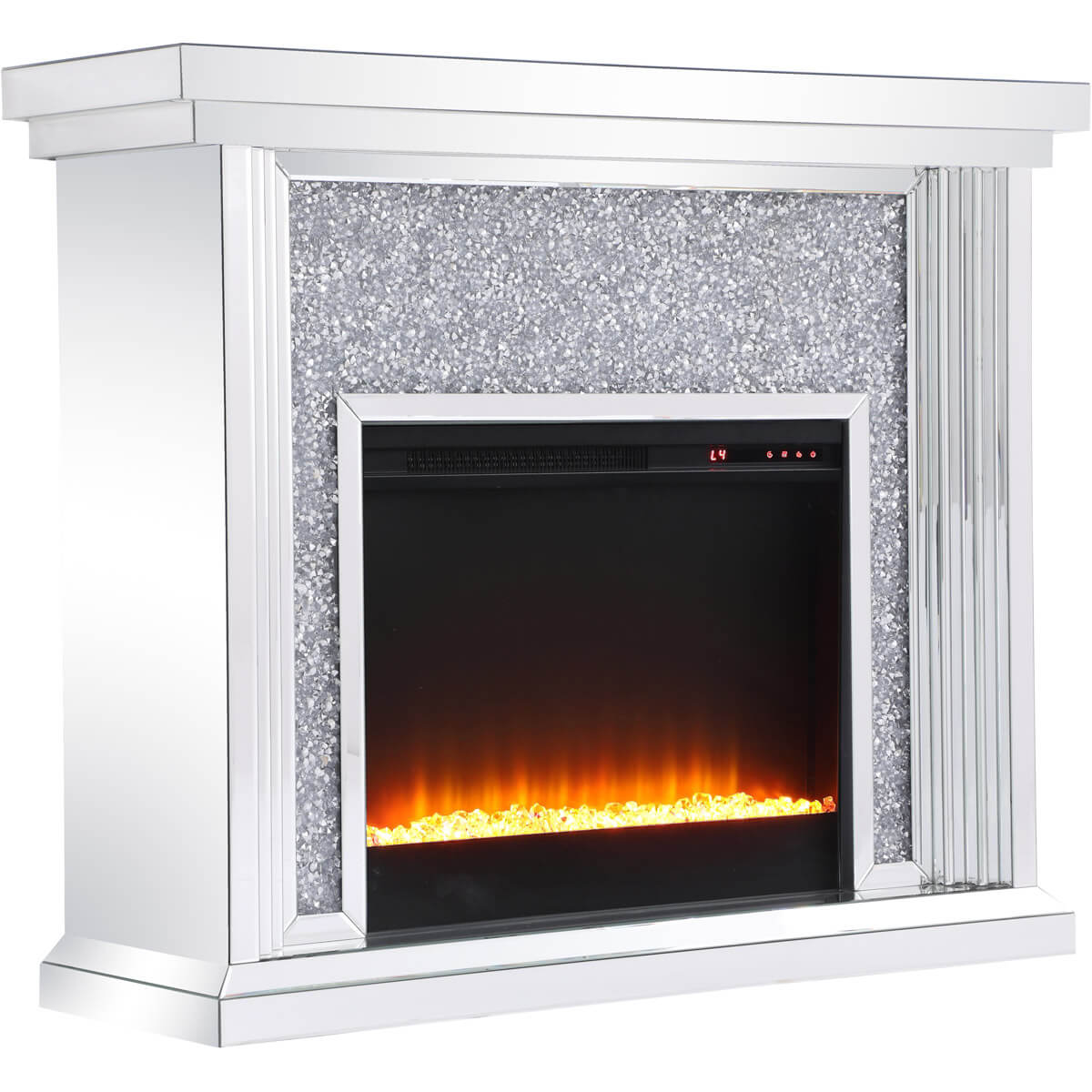 Modern 47.5" Mantle with Crystal Insert Fireplace, Composition 2