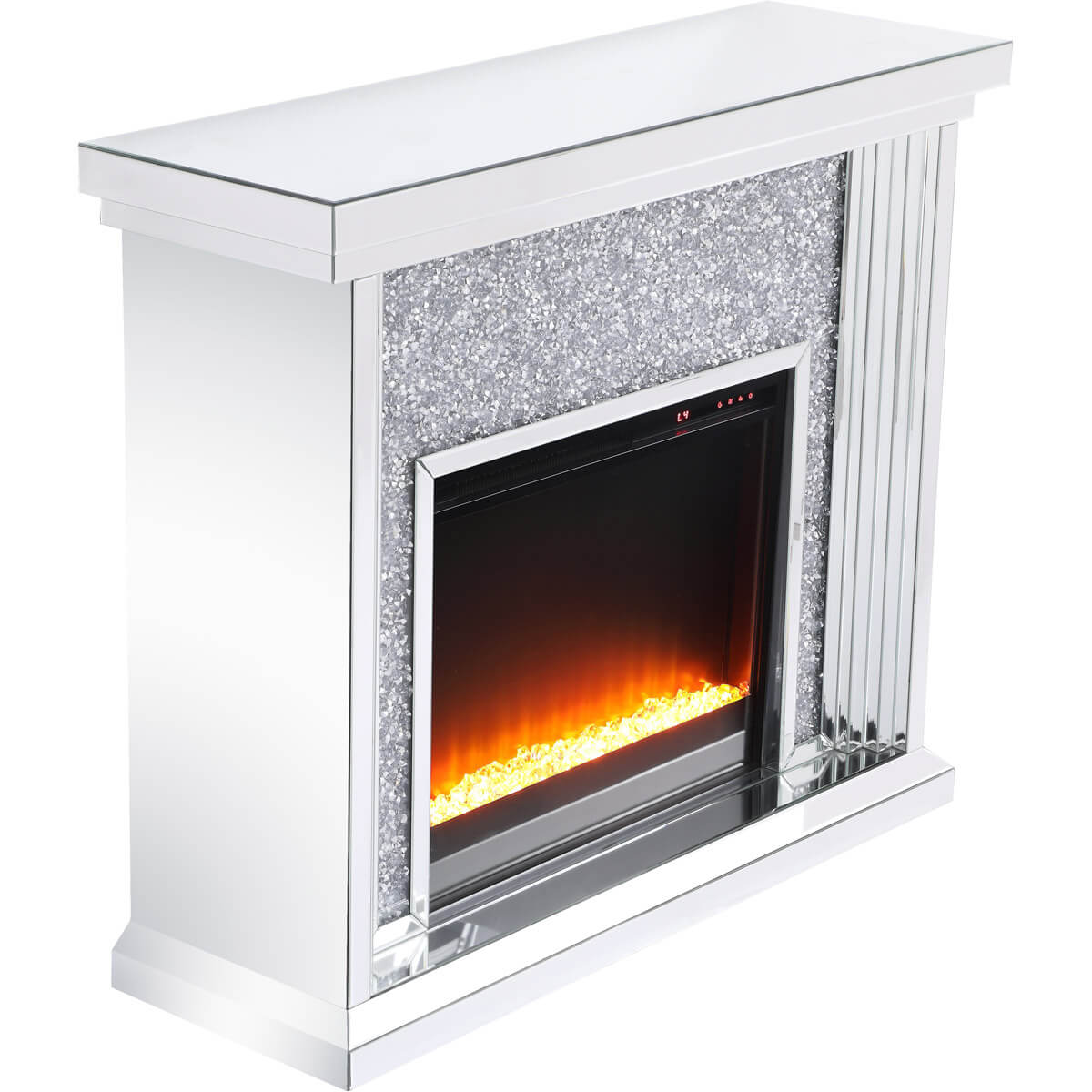 Modern 47.5" Mantle with Crystal Insert Fireplace, Composition 2