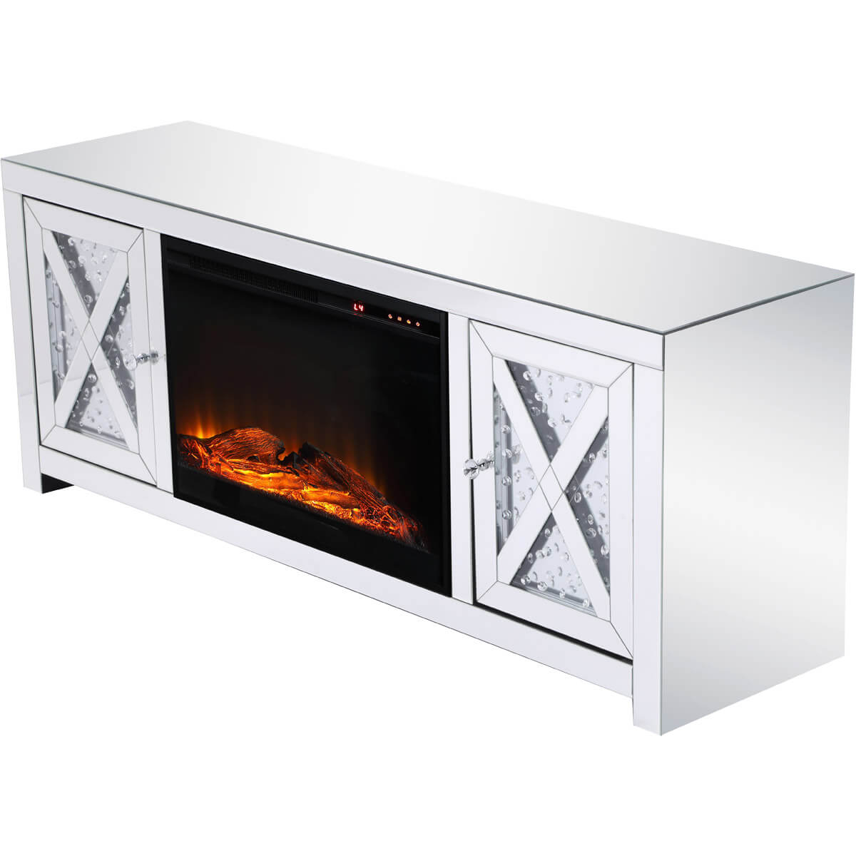 Modern 59" TV Stand with Wood Log Insert Fireplace, Composition 2