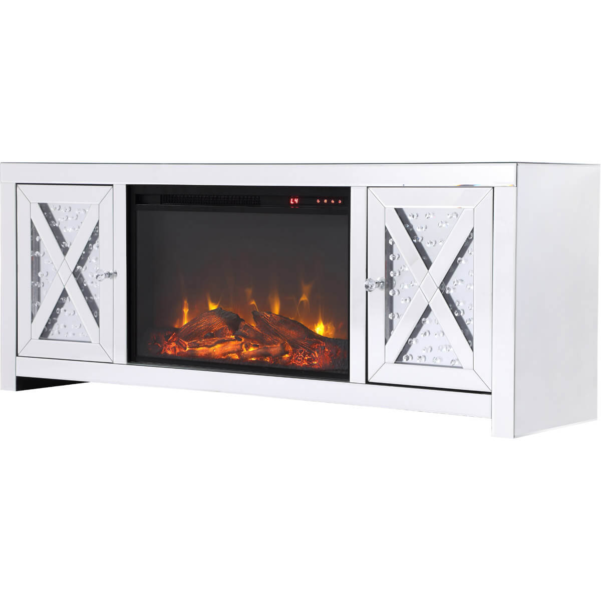 Modern 59" TV Stand with Wood Log Insert Fireplace, Composition 2