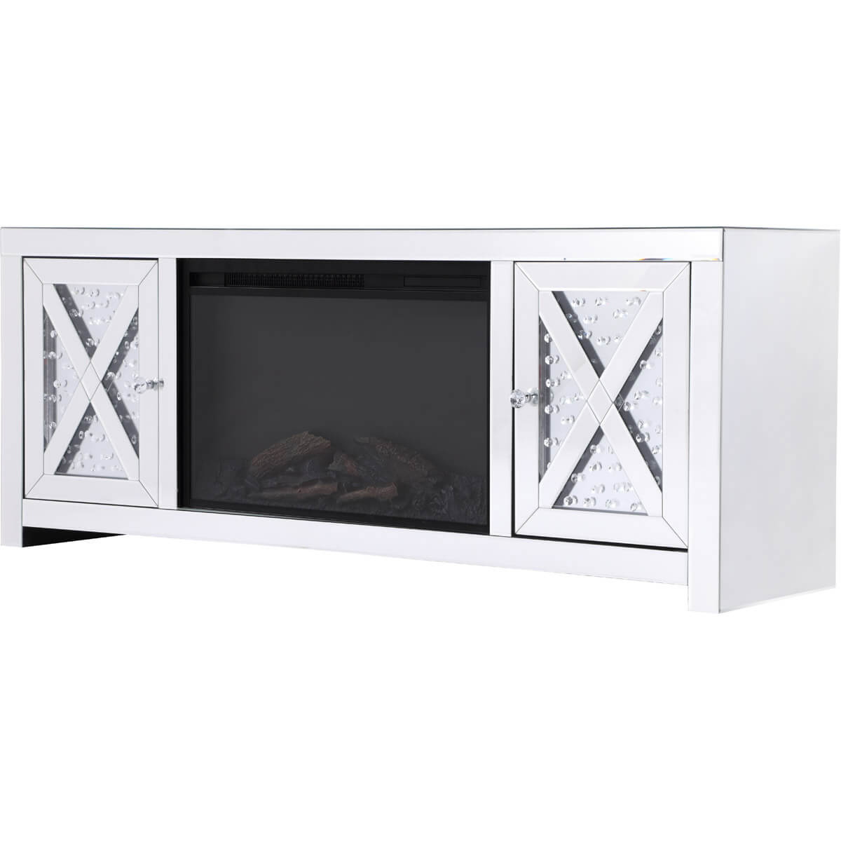 Modern 59" TV Stand with Wood Log Insert Fireplace, Composition 2
