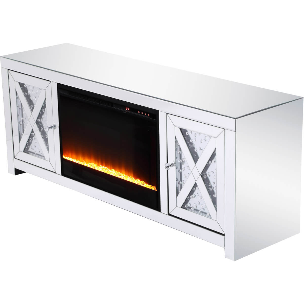 Modern 59" TV Stand with Crystal Insert Fireplace, Composition 2