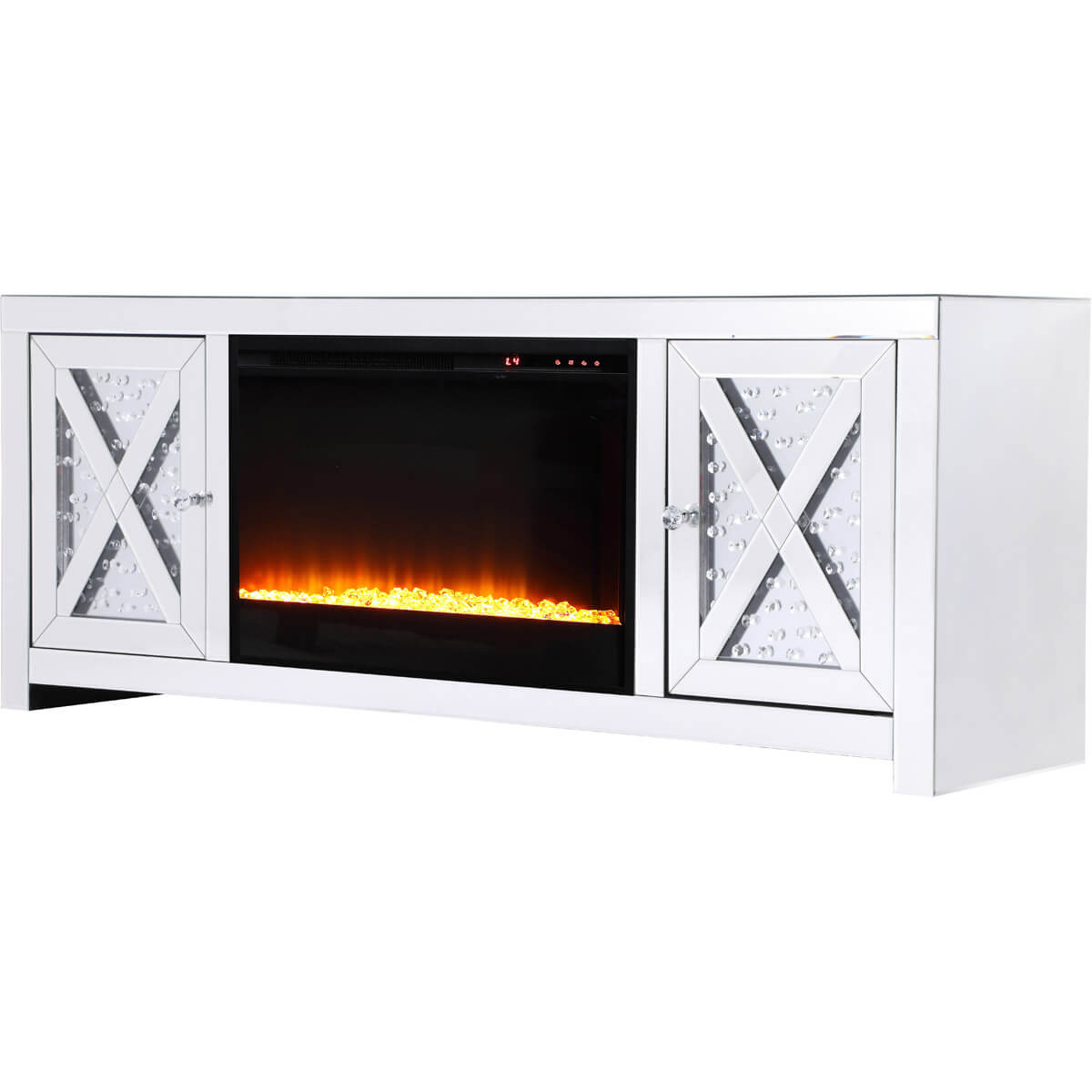 Modern 59" TV Stand with Crystal Insert Fireplace, Composition 2