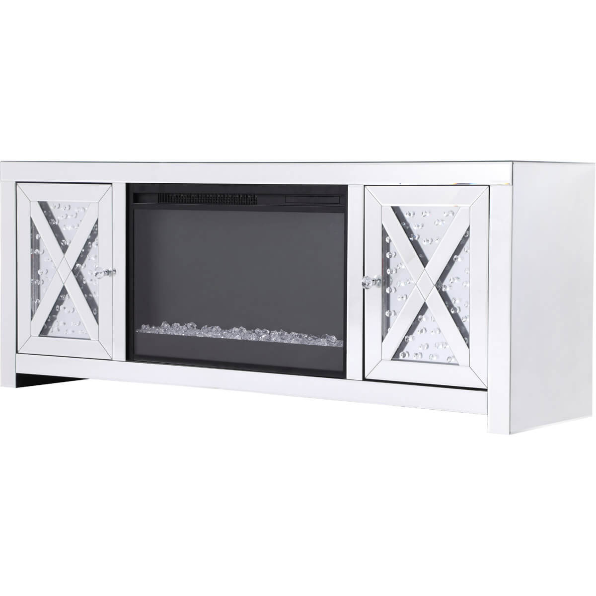 Modern 59" TV Stand with Crystal Insert Fireplace, Composition 2
