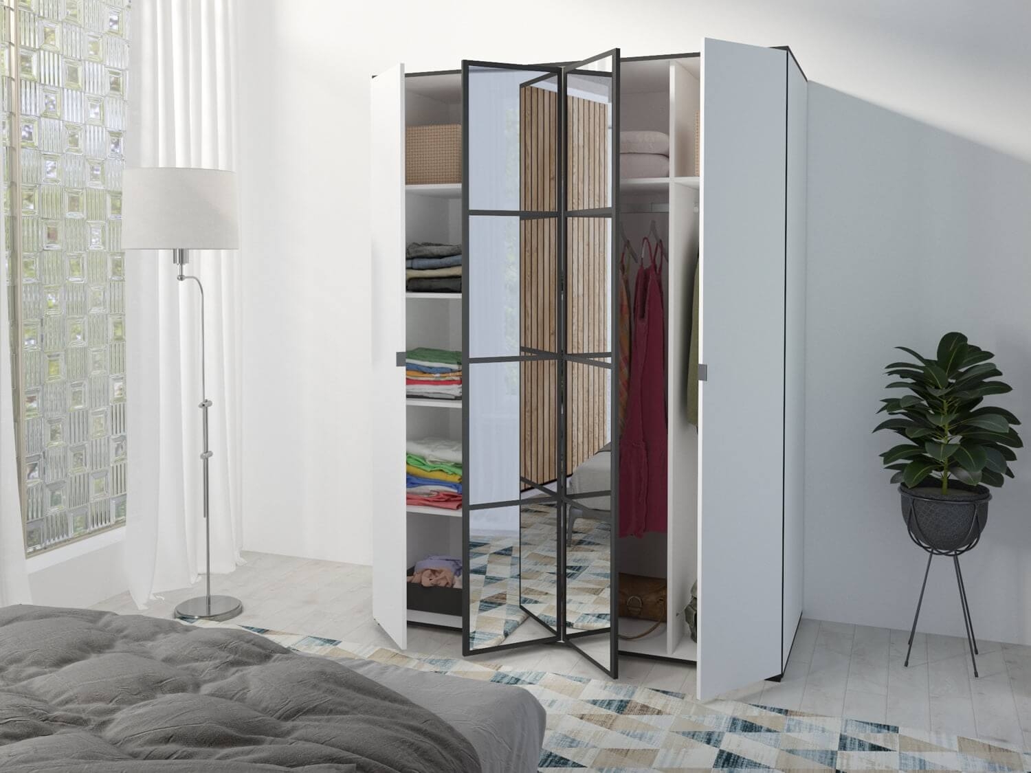 Manhattan 71" Wardrobe Cabinet w/Glass Doors