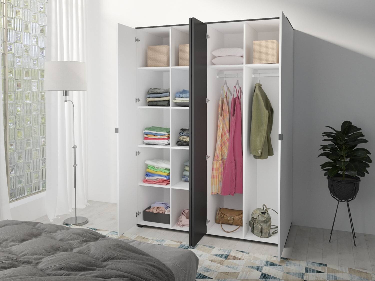 Manhattan 59" Wardrobe Cabinet w/Glass Doors