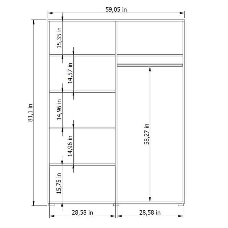 Manhattan 59" Wardrobe Cabinet w/Glass Doors
