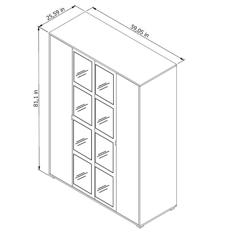 Manhattan 59" Wardrobe Cabinet w/Glass Doors
