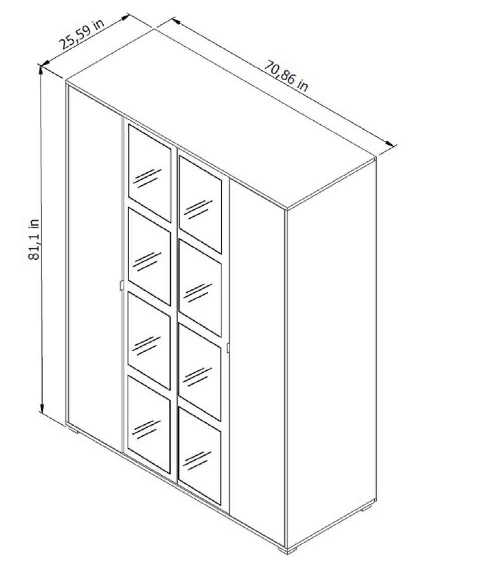 Manhattan 71" Wardrobe Cabinet w/Glass Doors