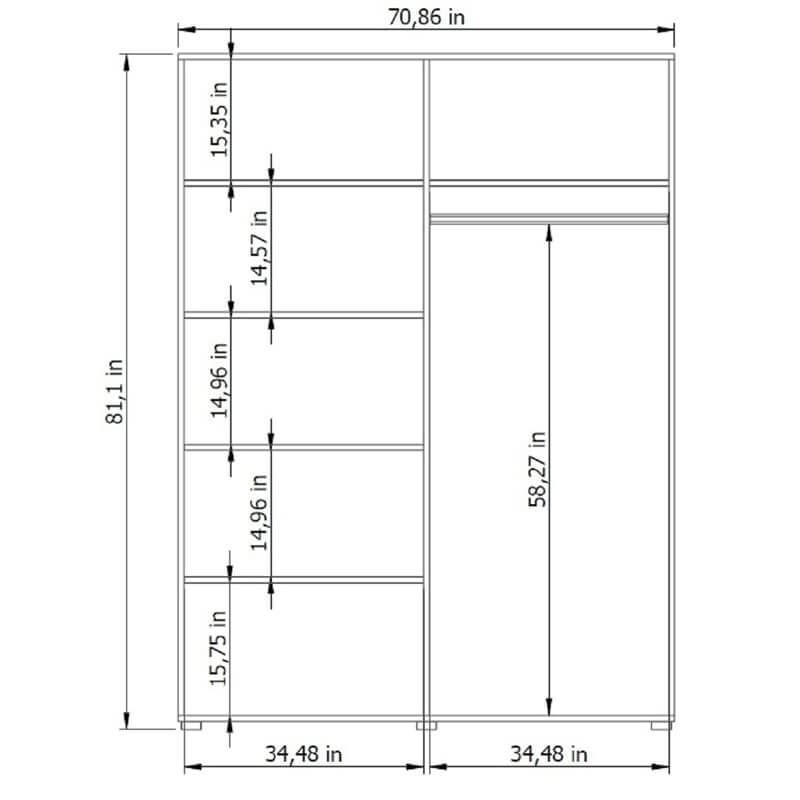 Manhattan 71" Wardrobe Cabinet w/Glass Doors