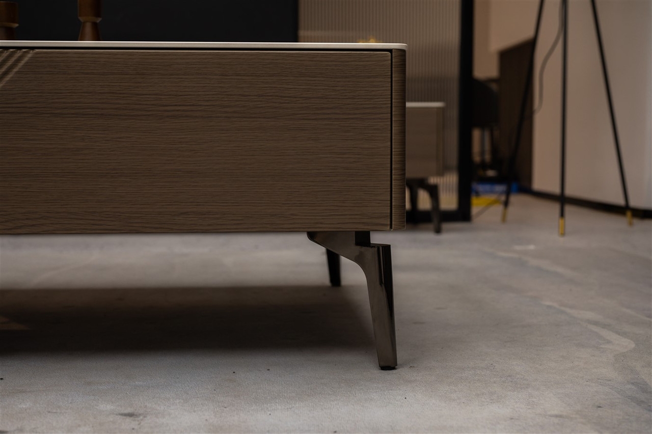 Mia Storage Coffee Table with Carrera Style Porcelain Top
