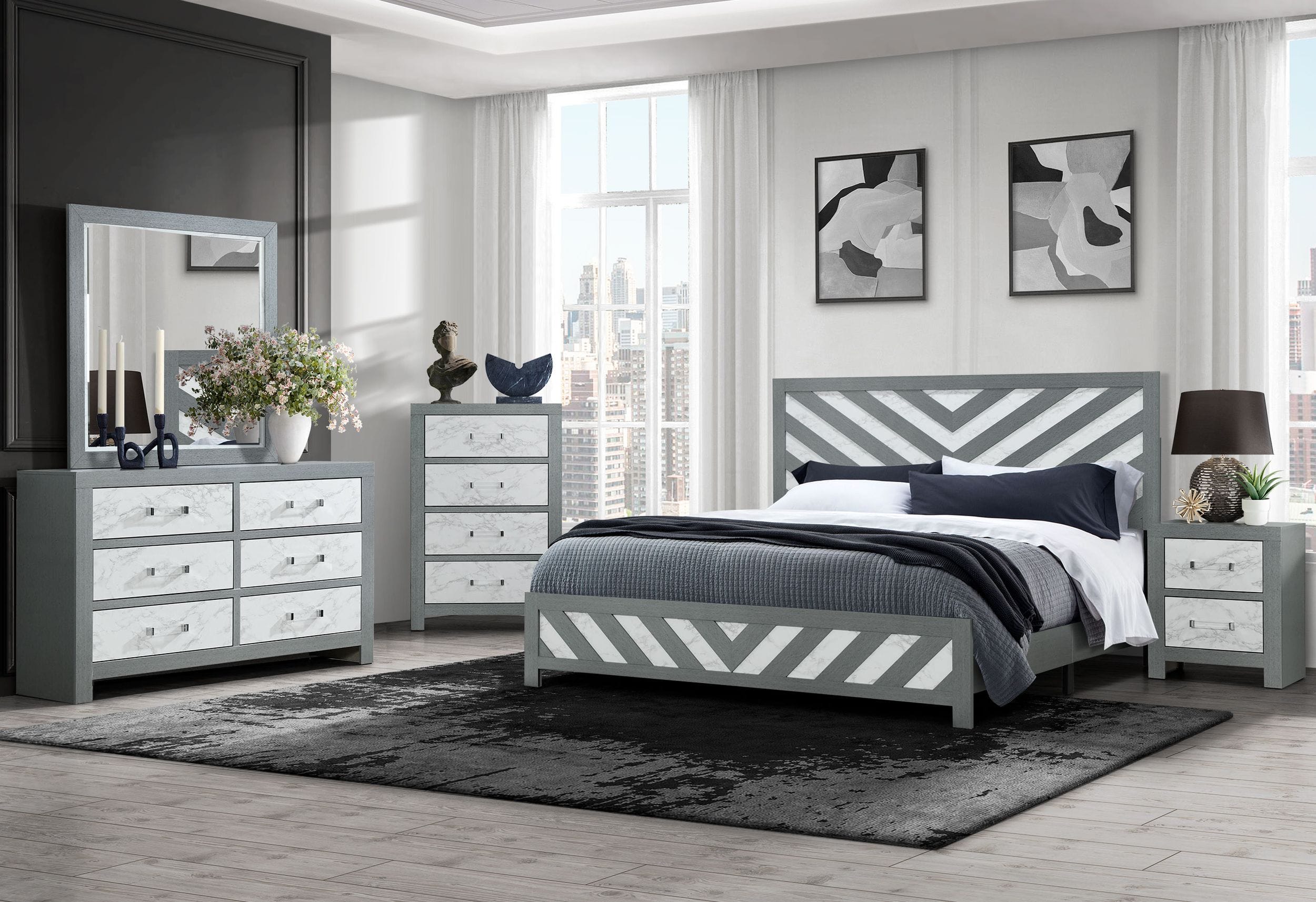 Micah MDF/Wood Panel Bed, Queen Size