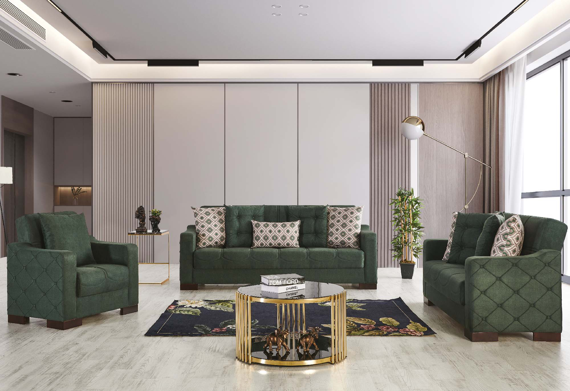 Midyat Woven Microsuede Convertible Storage Sofa