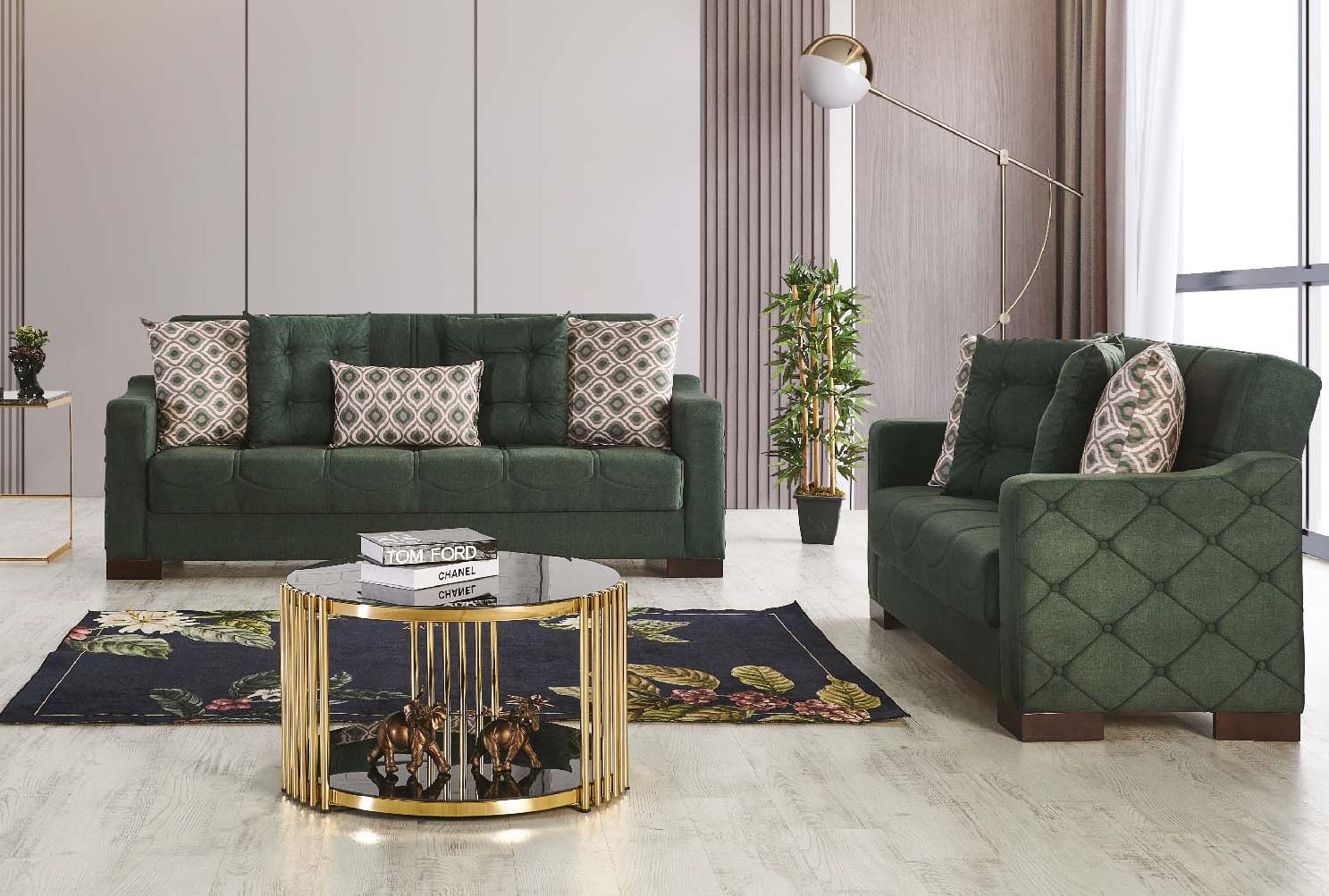 Midyat Woven Microsuede Convertible Storage Sofa