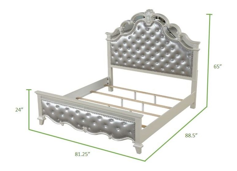 Milan King Size Bed with Leatherette Upholstered Footboard & Headboard