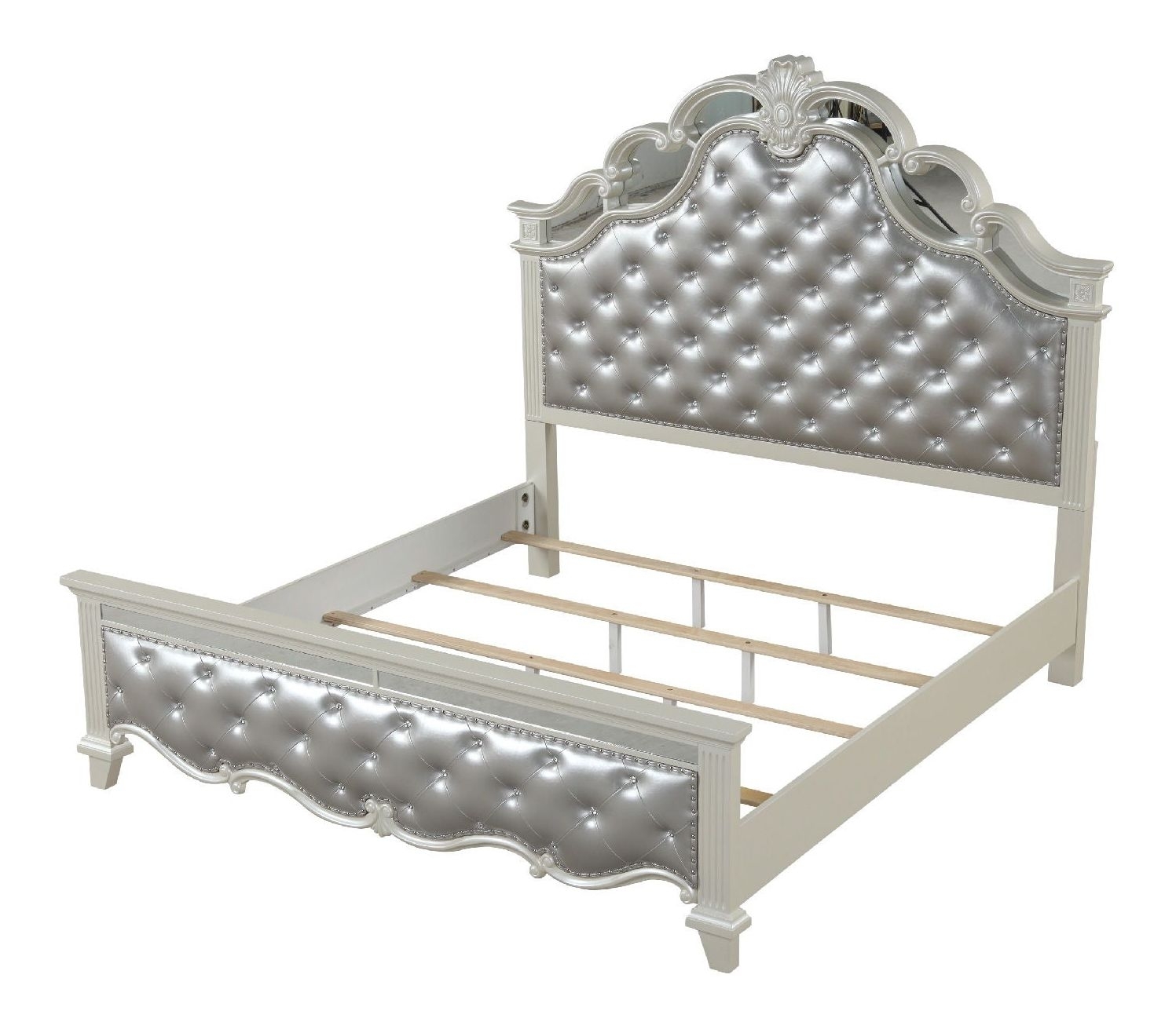 Milan Tufted Upholstery Queen Size Bed made with Wood in White