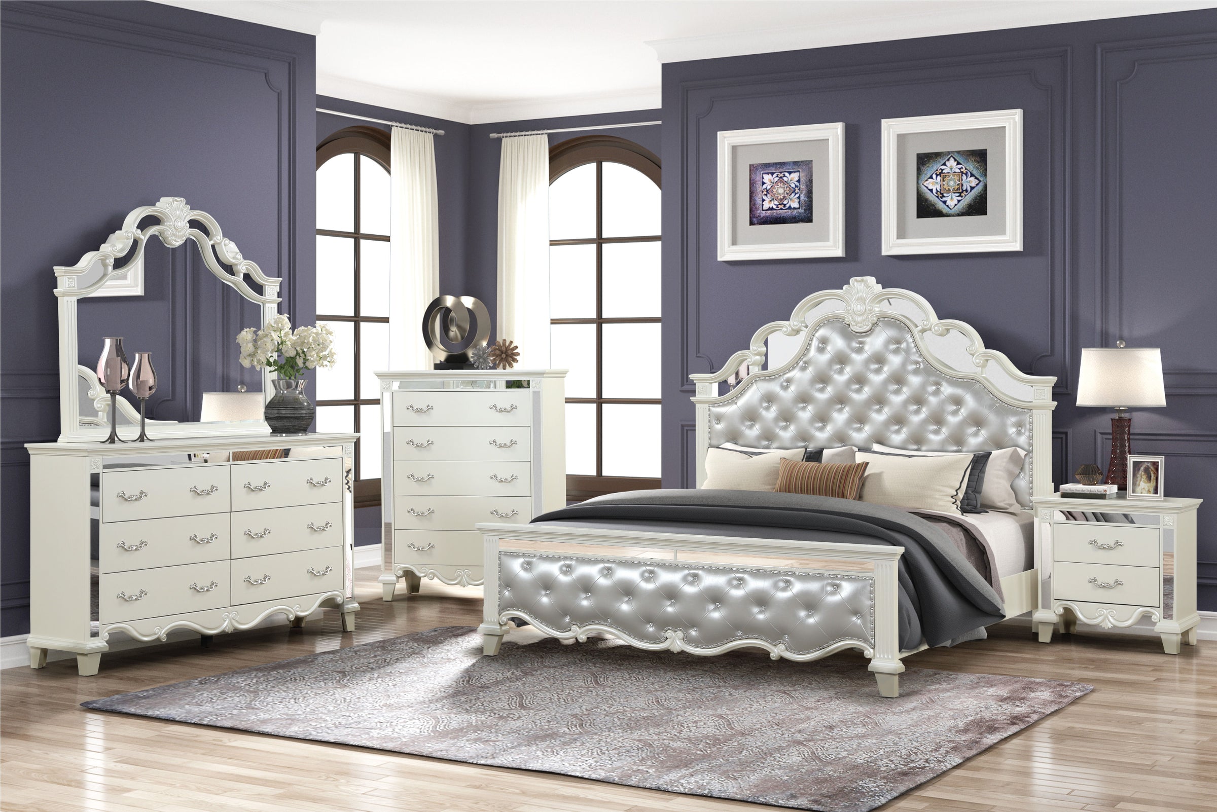 Milan Queen Size Bed with Leatherette Upholstered Footboard & Headboard