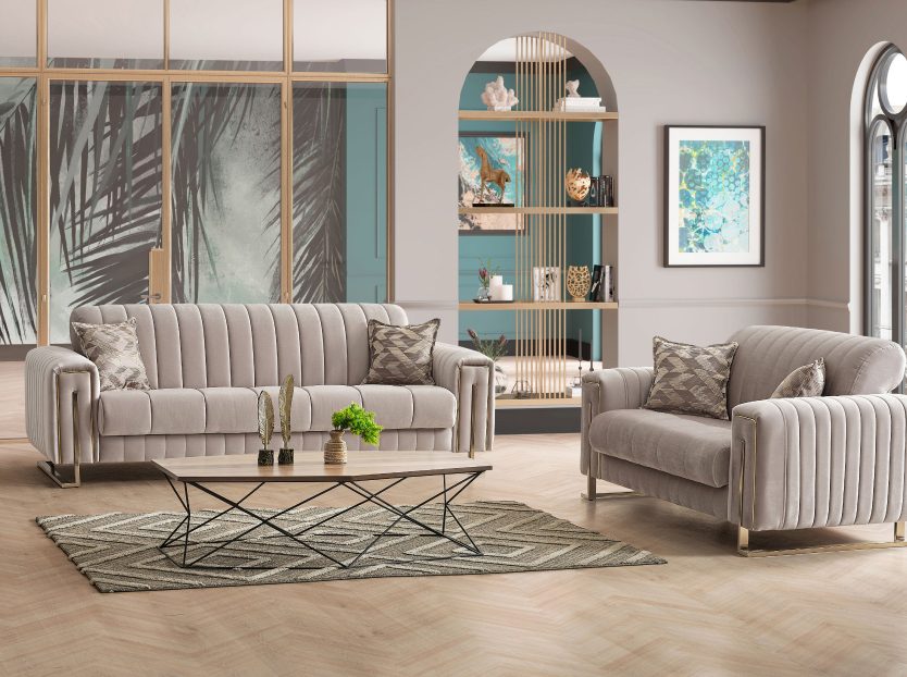 Milford Chenille Convertible Storage Loveseat