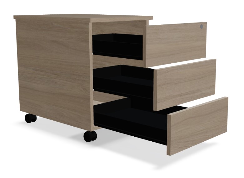 Mito Office Melamine Lockable Mobile Pedestal w/3 Drawers & Pencil Tray