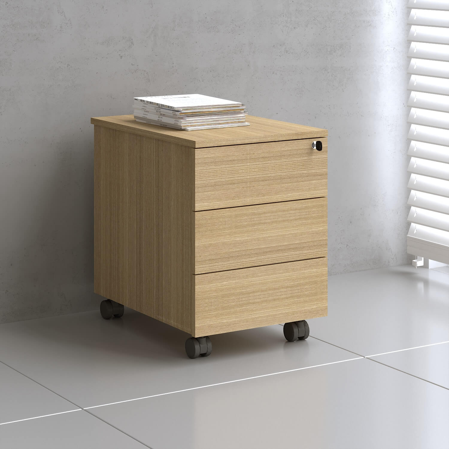 Mito Office Lockable Mobile Pedestal w/Drawers & Pencil Tray