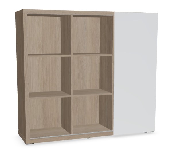 Mito Office Managerial Cabinet w/9 Shelves & Sliding Gloss Finish Door