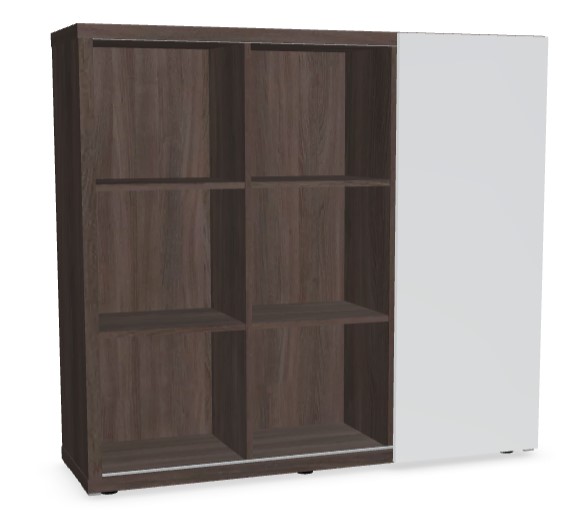 Mito Office Managerial Cabinet w/9 Shelves & Sliding Gloss Finish Door