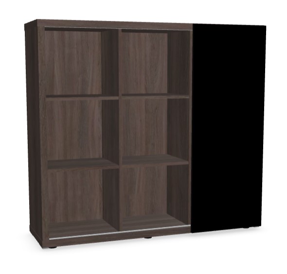 Mito Office Managerial Cabinet w/9 Shelves & Sliding Gloss Finish Door
