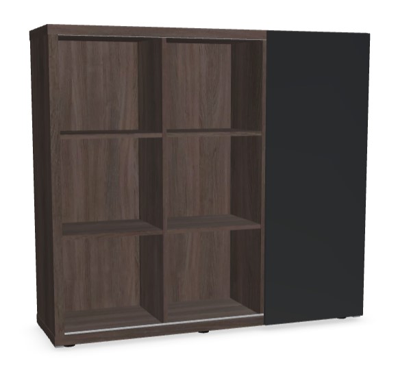 Mito Office Managerial Cabinet w/9 Shelves & Sliding Gloss Finish Door