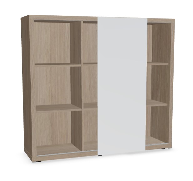 Mito Office Managerial Cabinet w/9 Shelves & Sliding Gloss Finish Door