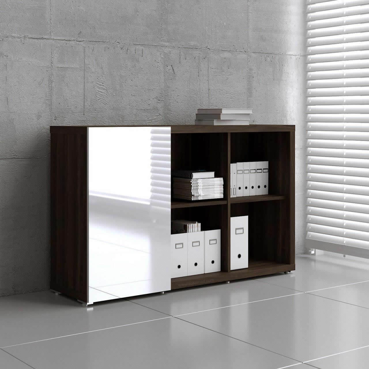 Mito Office Managerial Cabinet w/Shelves & Sliding Door