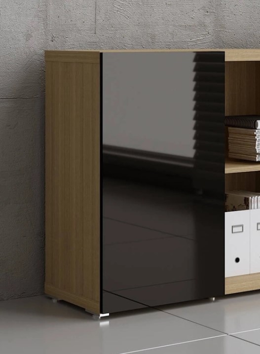 Mito Office Managerial Cabinet w/6 Shelves & Sliding Gloss Finish Door