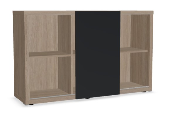 Mito Office Managerial Cabinet w/6 Shelves & Sliding Gloss Finish Door