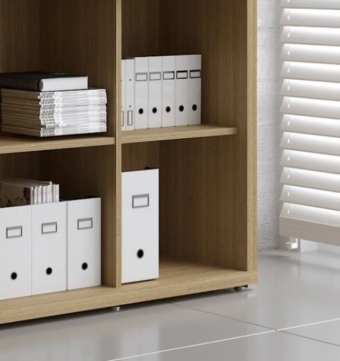 Mito Office Managerial Cabinet w/6 Shelves & Sliding Gloss Finish Door